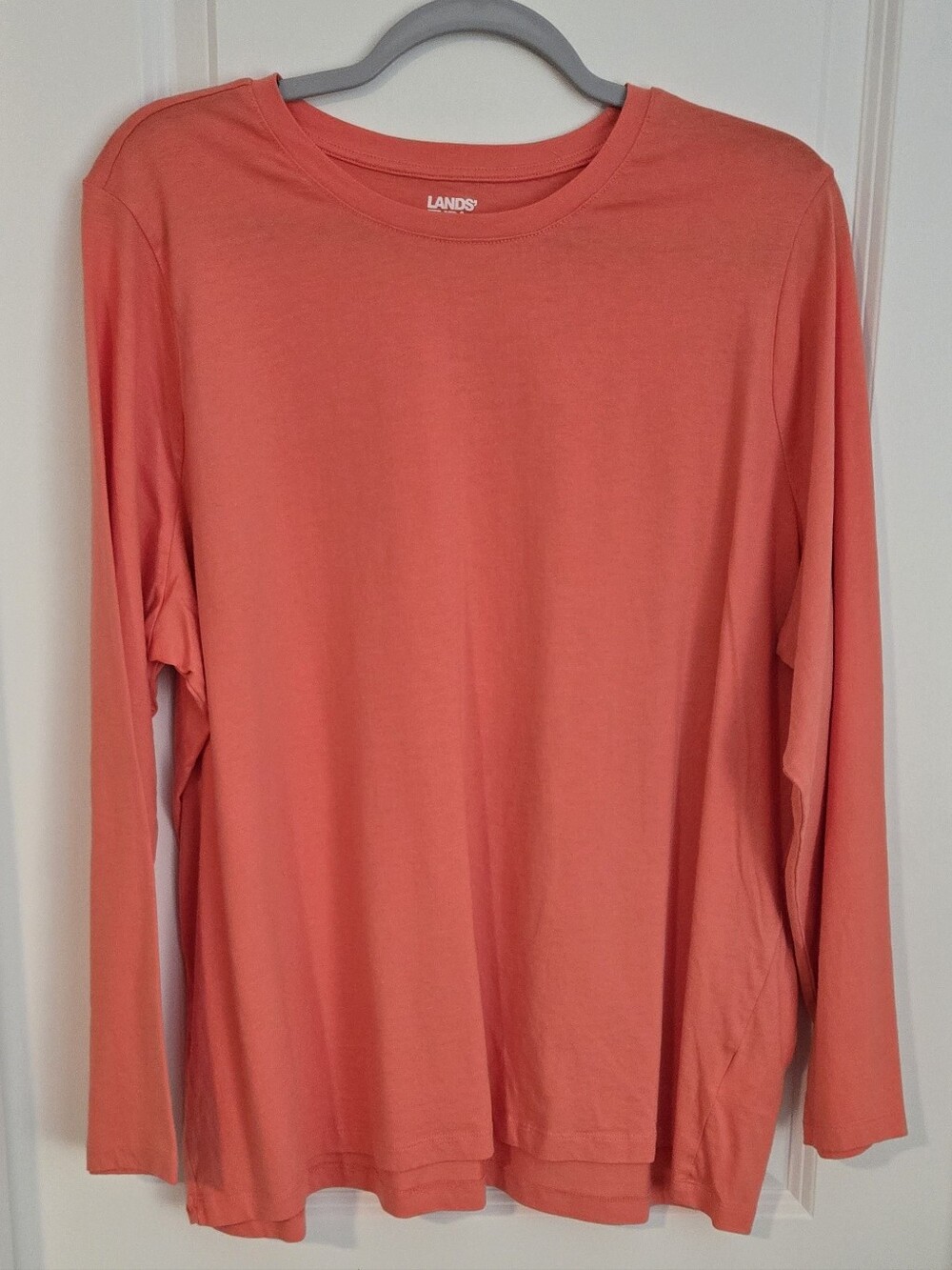 Lands' End Coral Long-Sleeve Crewneck Tee